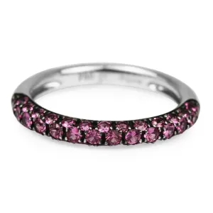 18ct White Gold Pink Sapphire Pave Half Eternity Ring