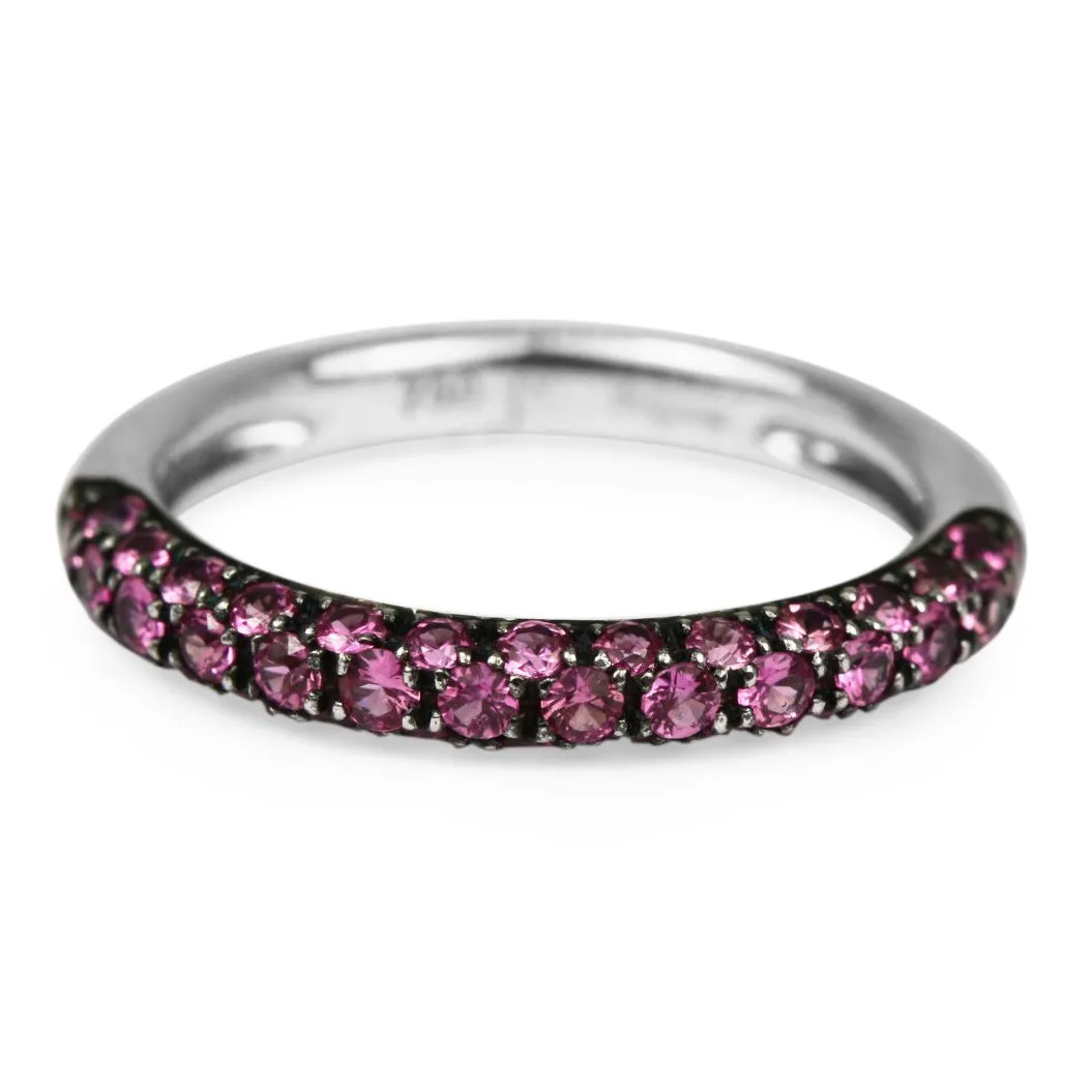 18ct White Gold Pink Sapphire Pave Half Eternity Ring