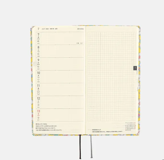 2025 Hobonichi Techo -  Liberty Fabrics: Paysanne Blossom Weeks Softcover Book / Weekly Horizontal / Jan start / Mon start