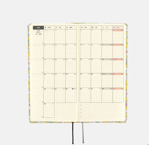 2025 Hobonichi Techo -  Liberty Fabrics: Paysanne Blossom Weeks Softcover Book / Weekly Horizontal / Jan start / Mon start