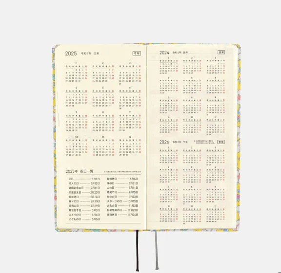 2025 Hobonichi Techo -  Liberty Fabrics: Paysanne Blossom Weeks Softcover Book / Weekly Horizontal / Jan start / Mon start