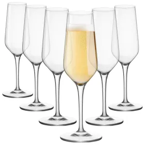 230ml Electra Champagne Flutes - Pack of Six - By Bormioli Rocco