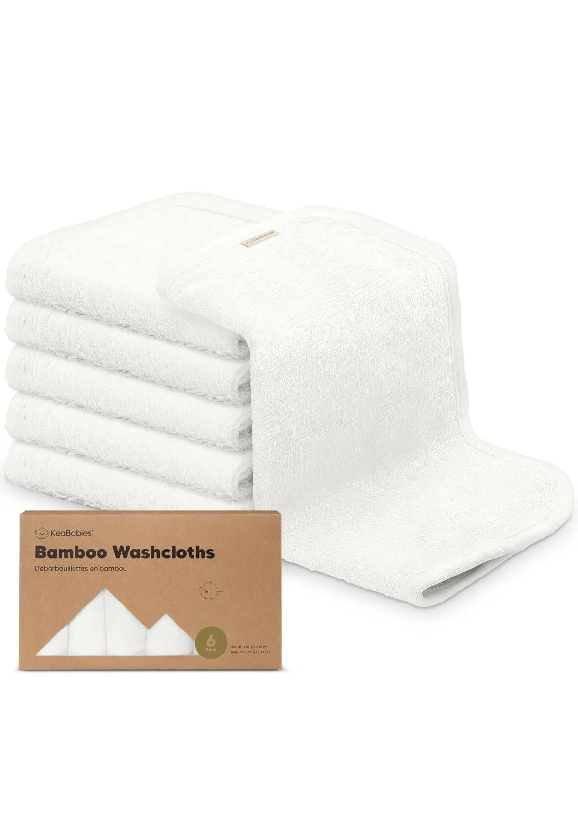 6-Pack Organic Baby Washcloths - Soft Bamboo Washcloth