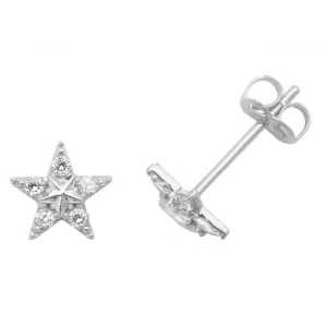 9ct White Gold Zirconia Fishstar Stud Earrings ES437W