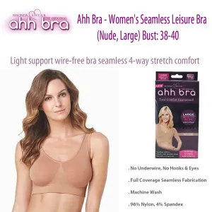 Ahh Bra - Women's Seamless Leisure Bra (Nude, Large) Bust: 38-40