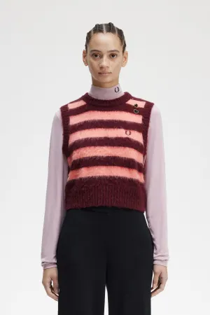 Amy Winehouse Oxblood Striped Knitted Top