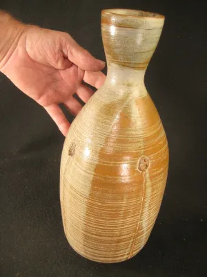 Antique Japanese Signed Hand Thrown  Ikebana Tokkuri Vase