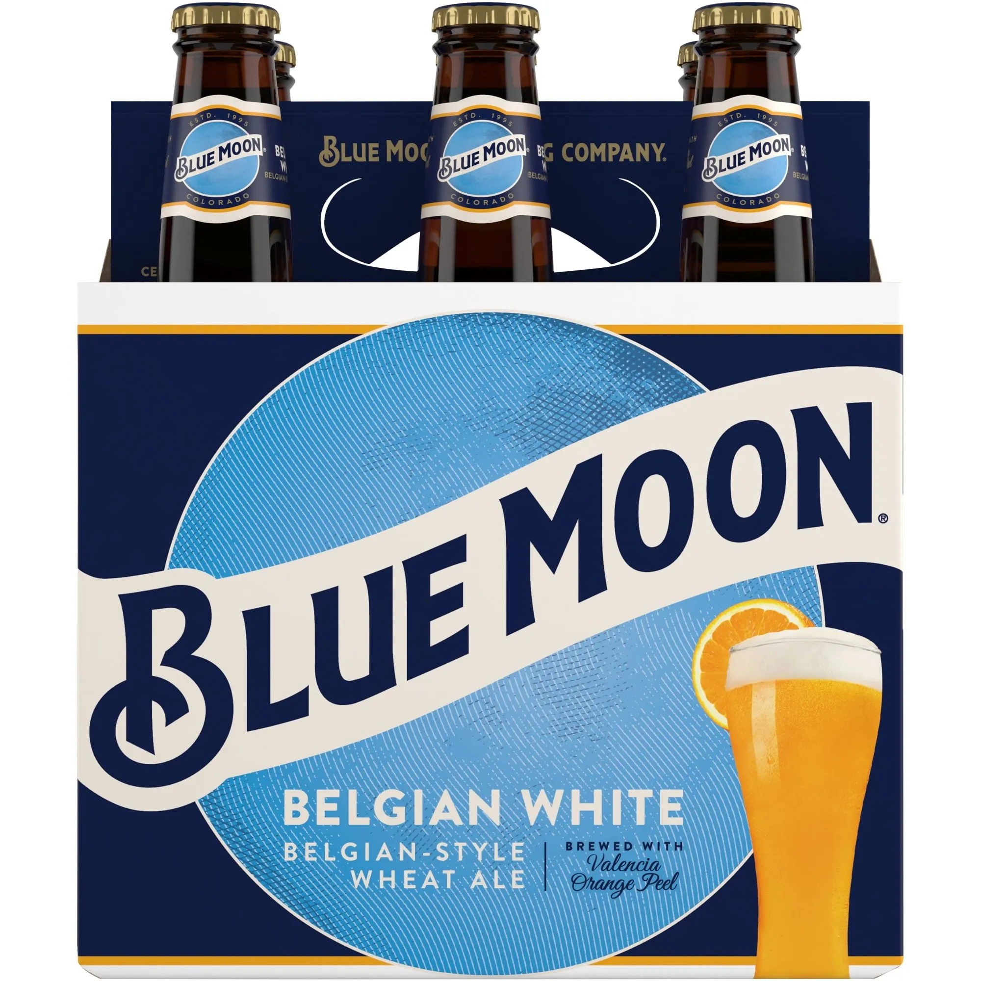 Blue Moon Belgian White Wheat Ale Craft Beer, 6 Pack, 12 fl oz Bottles, 5.4% ABV