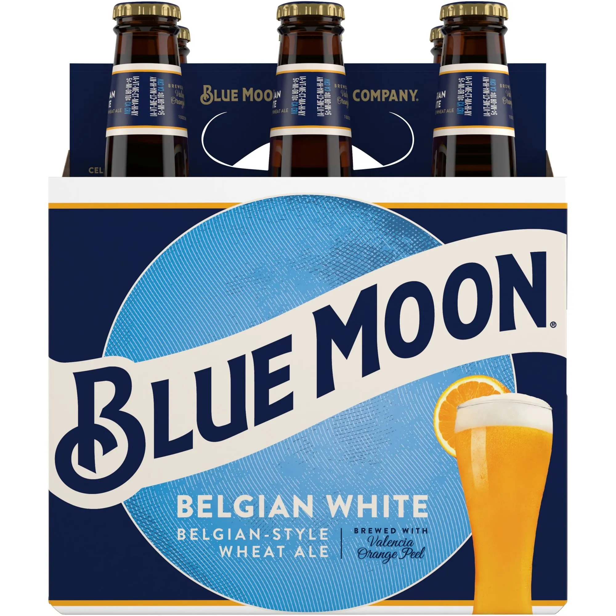 Blue Moon Belgian White Wheat Ale Craft Beer, 6 Pack, 12 fl oz Bottles, 5.4% ABV