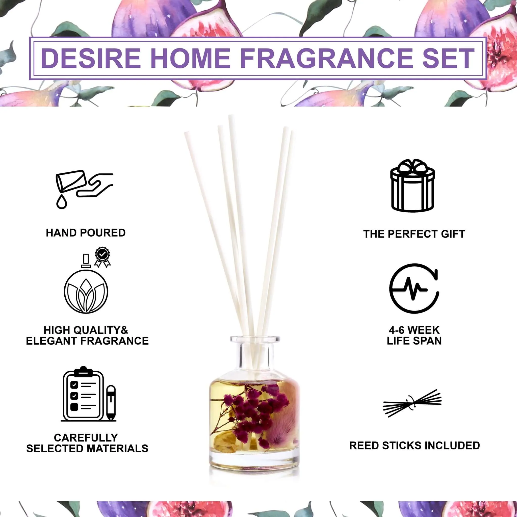 Boutique Fig & Lotus Floral Reed Diffuser Set of 3 Gift Set