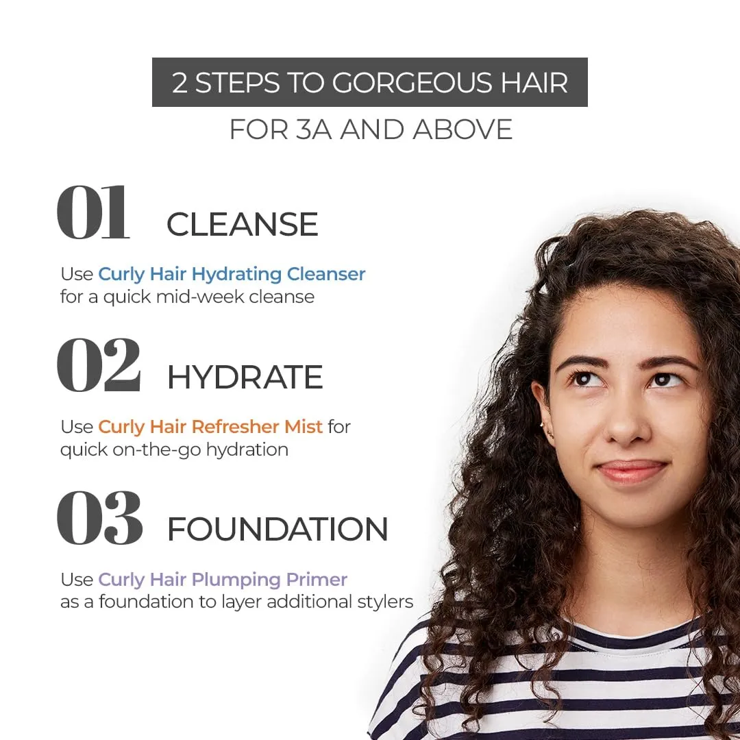 Curly Hair Plumping Primer, Hydrating Cleanser and Refresher Mist Set | Frizzy and Curly Hair Products | Hair care for curly hair | Magic hair care for curls| Created by Savio John Pereira (pack of 3)