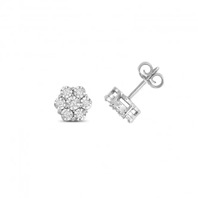 Diamond Jewellery 9ct White Gold Diamond Illusion Set Earrings ED161W