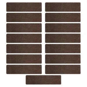 Durable Non-Slip Carpet Stair Treads,Brown,Set of 15