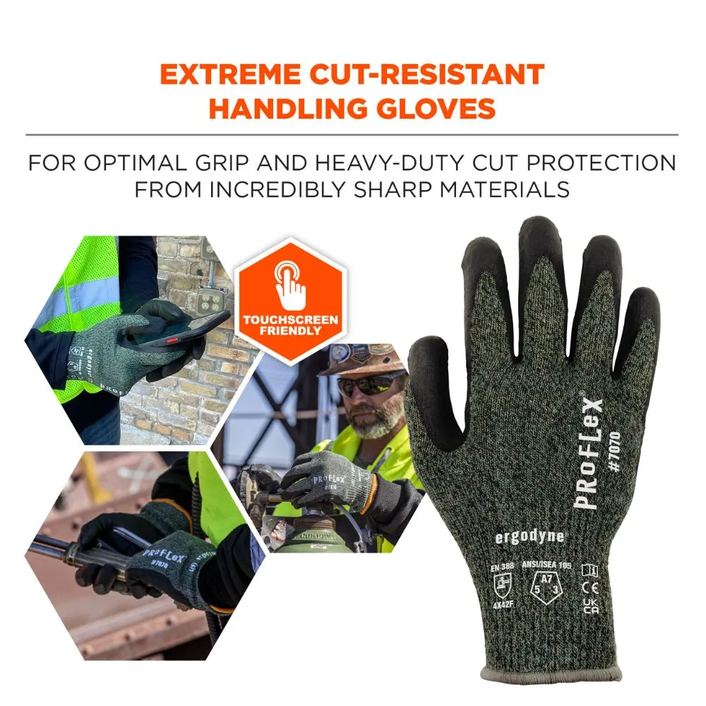 Ergodyne 18042 #7070 1-pair S Green ANSI A7 Nitrile Coated CR Gloves