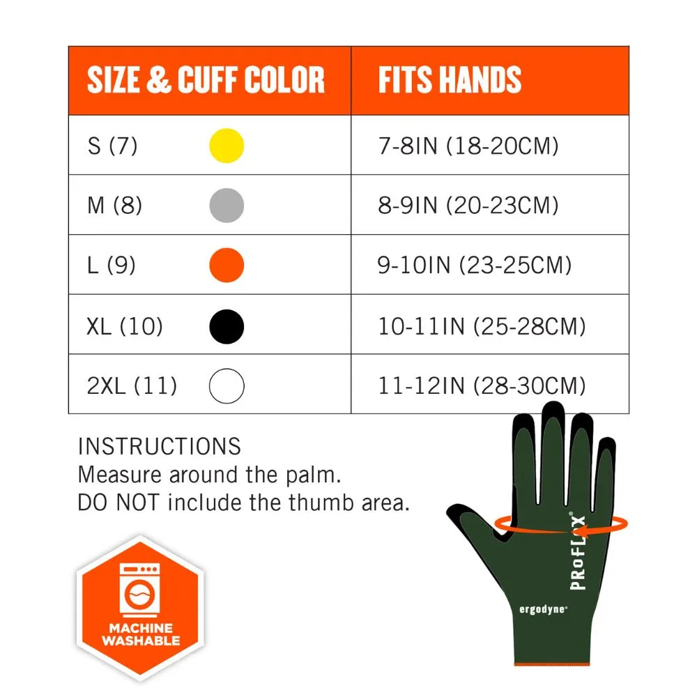 Ergodyne 18042 #7070 1-pair S Green ANSI A7 Nitrile Coated CR Gloves