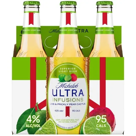 Michelob ULTRA Infusions Lime & Prickly Pear Cactus Domestic Beer, 6 Pack Beer, 12 fl oz Bottles, 4 % ABV