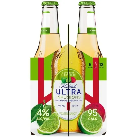 Michelob ULTRA Infusions Lime & Prickly Pear Cactus Domestic Beer, 6 Pack Beer, 12 fl oz Bottles, 4 % ABV