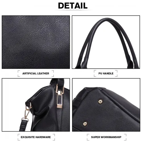 Miss Lulu Soft Leather Elegant Simple Shoulder Bag - Black | Versatile & Stylish Handbag