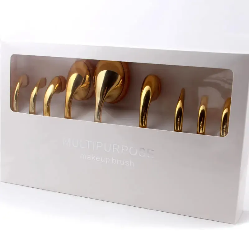 MISS ROSE TUHAO/ROSE GOLD GOLF 9 PCS FOUNDATION MAKEUP BRUSH GIFT BOX SET