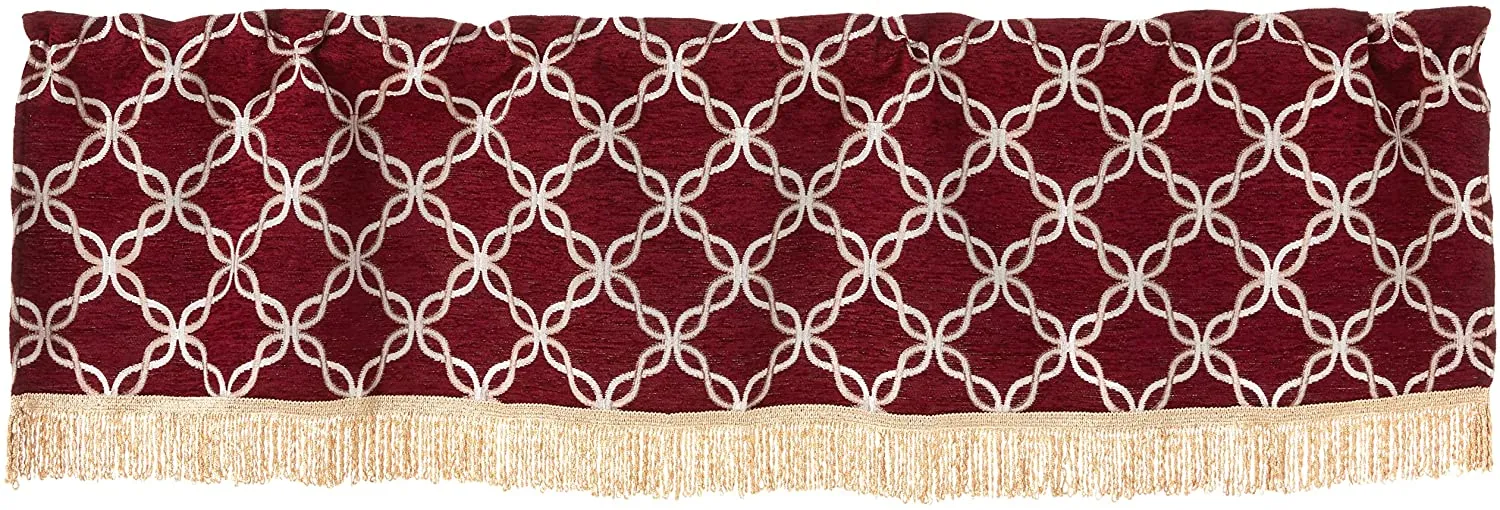 Signature Chenille Diamond pattern Decorative Window Treatment Rod Pocket Curtain Straight Valance