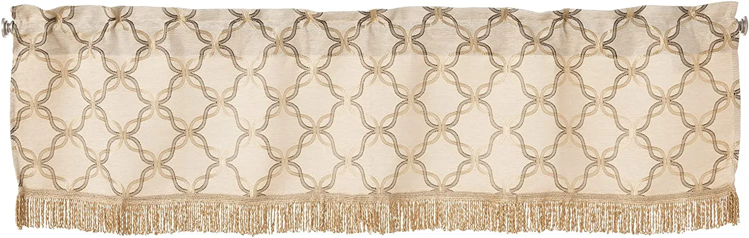 Signature Chenille Diamond pattern Decorative Window Treatment Rod Pocket Curtain Straight Valance