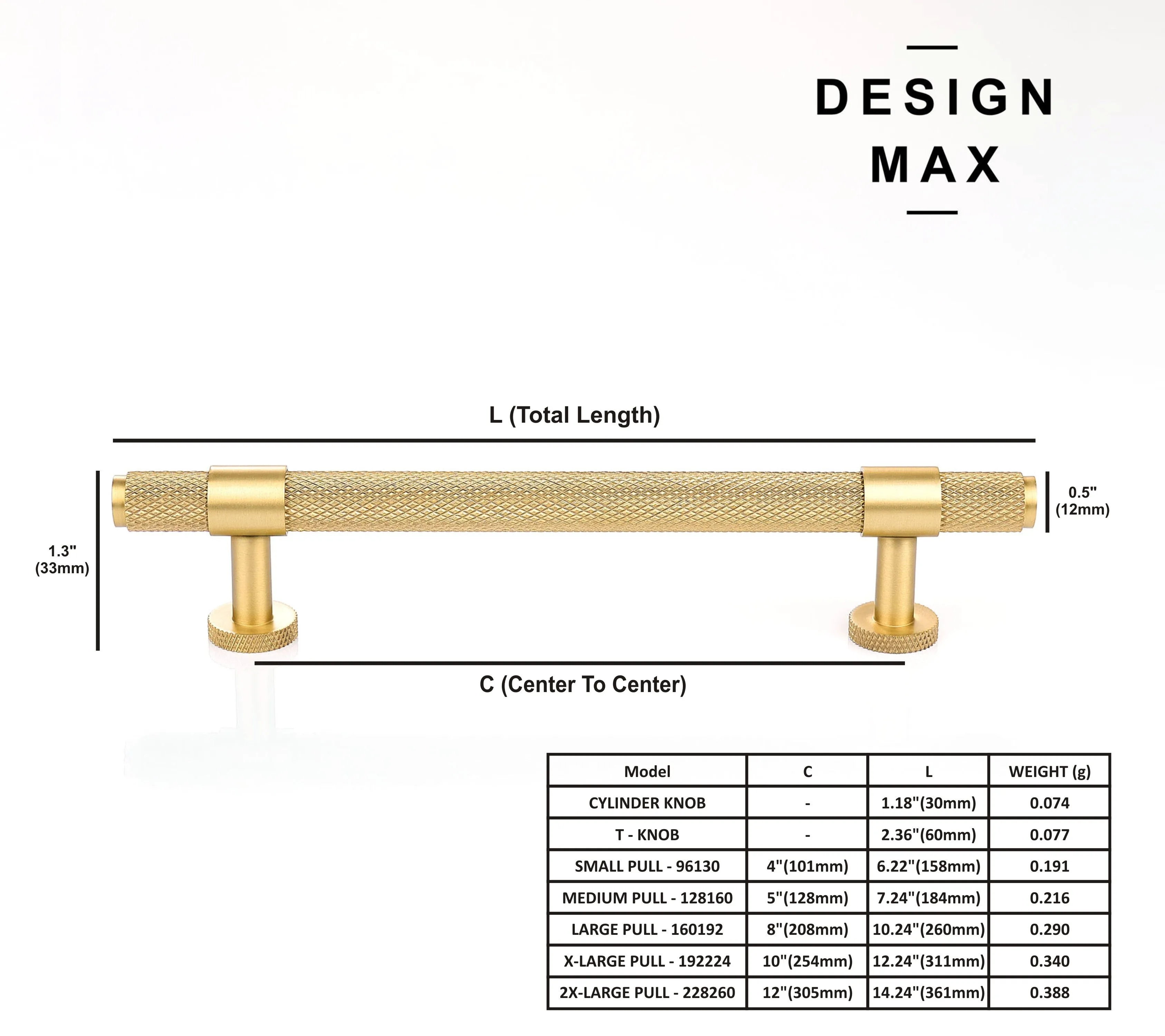 Signature Knurled Satin Silver Solid Brass Cabinet Pull