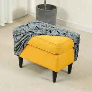 Stretchable 140 GSM Footstool Cover, Intense Grey Abstract Floral