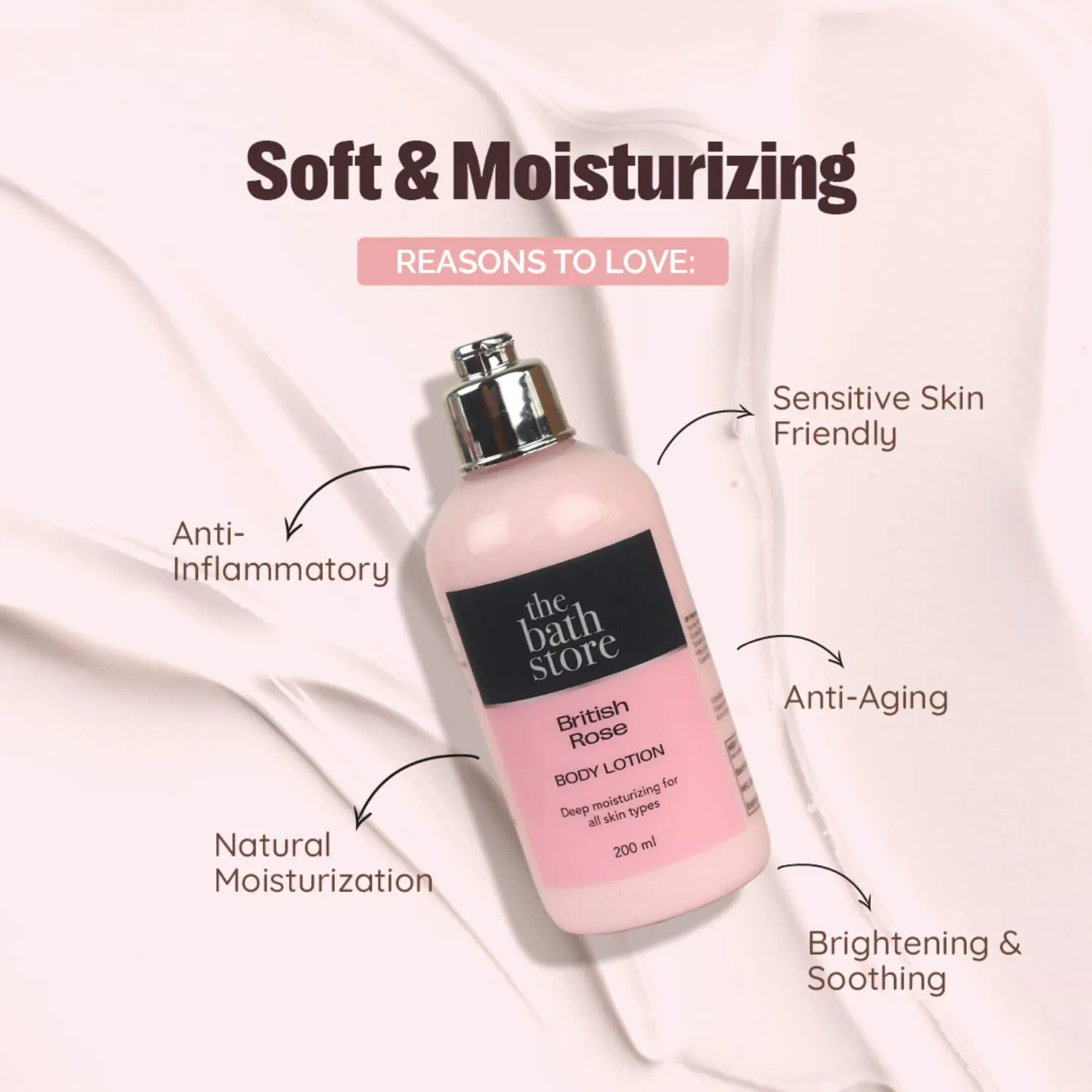 The Bath Store British Rose Body Lotion - Nourishing | Moisture-Locking | Anti-Aging | Women and Men - 200ml (Pack of 2)