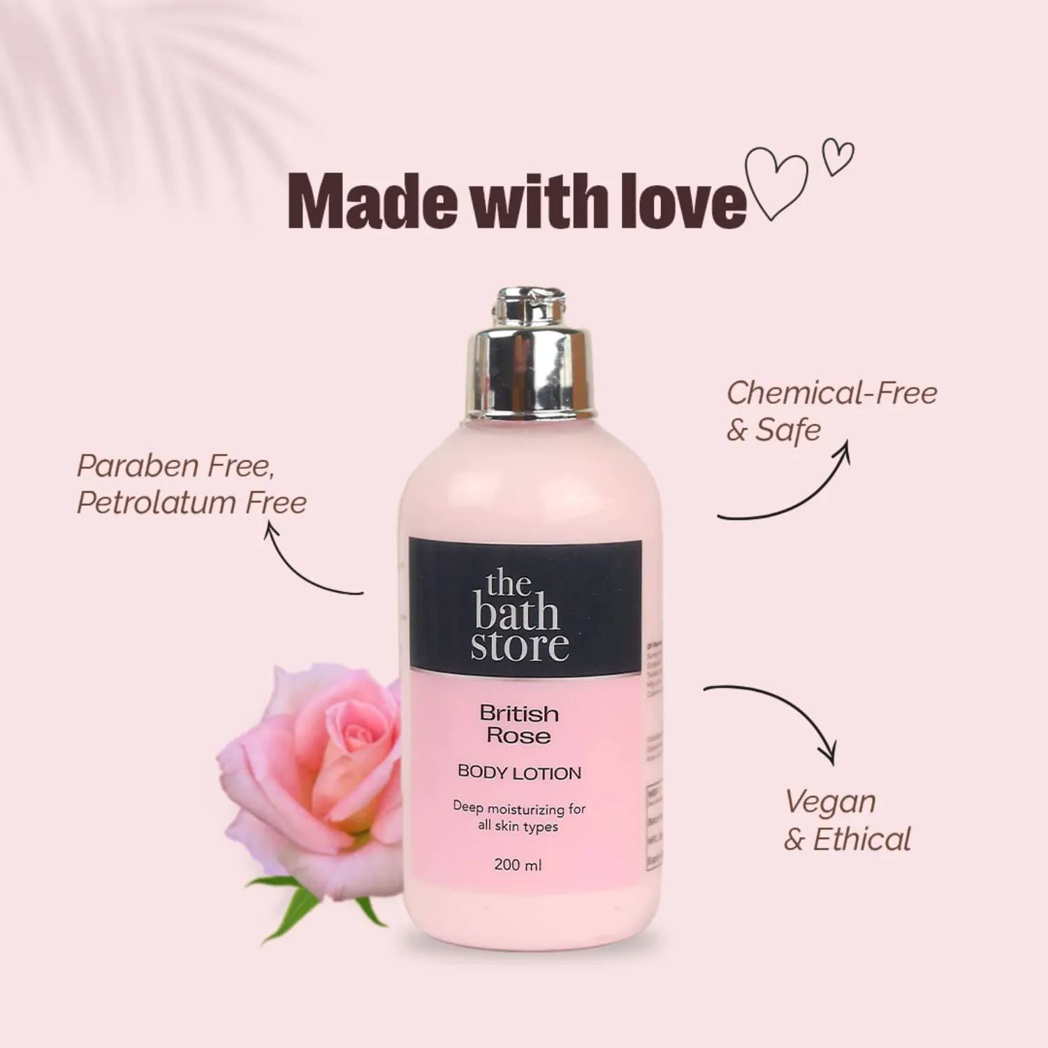 The Bath Store British Rose Body Lotion - Nourishing | Moisture-Locking | Anti-Aging | Women and Men - 200ml (Pack of 2)