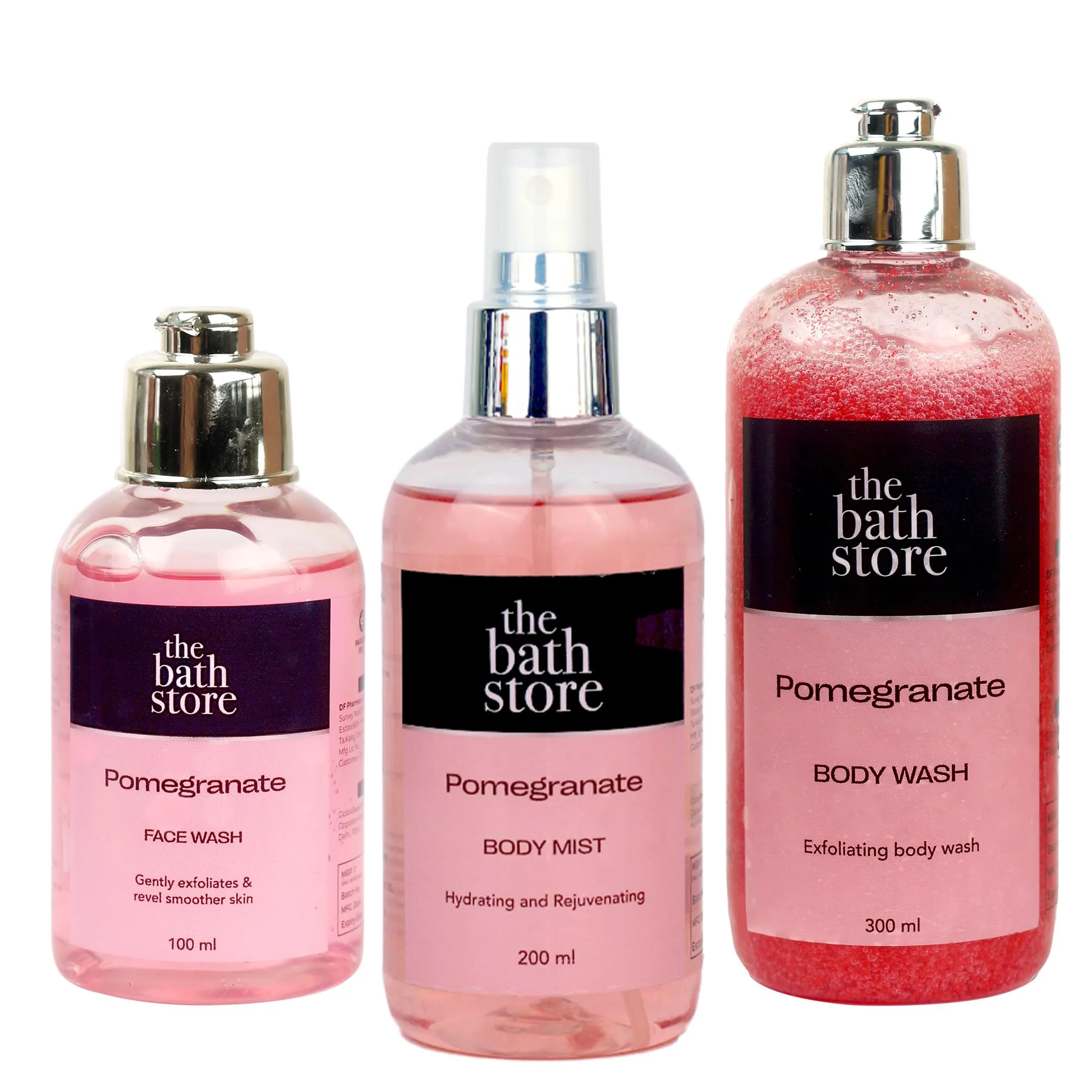 The Bath Store Pomegranate face Wash, Body Wash & Mist Combo | Prevents Body Acne Exfoliates Skin | All Skin Types | Shower Gel | Unisex | Keeps Skin Fresh & Clean | For Men & Women