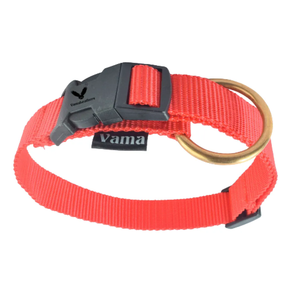 Vama Leathers Soft Durable Nylon Collar for Dogs (Racing Red)