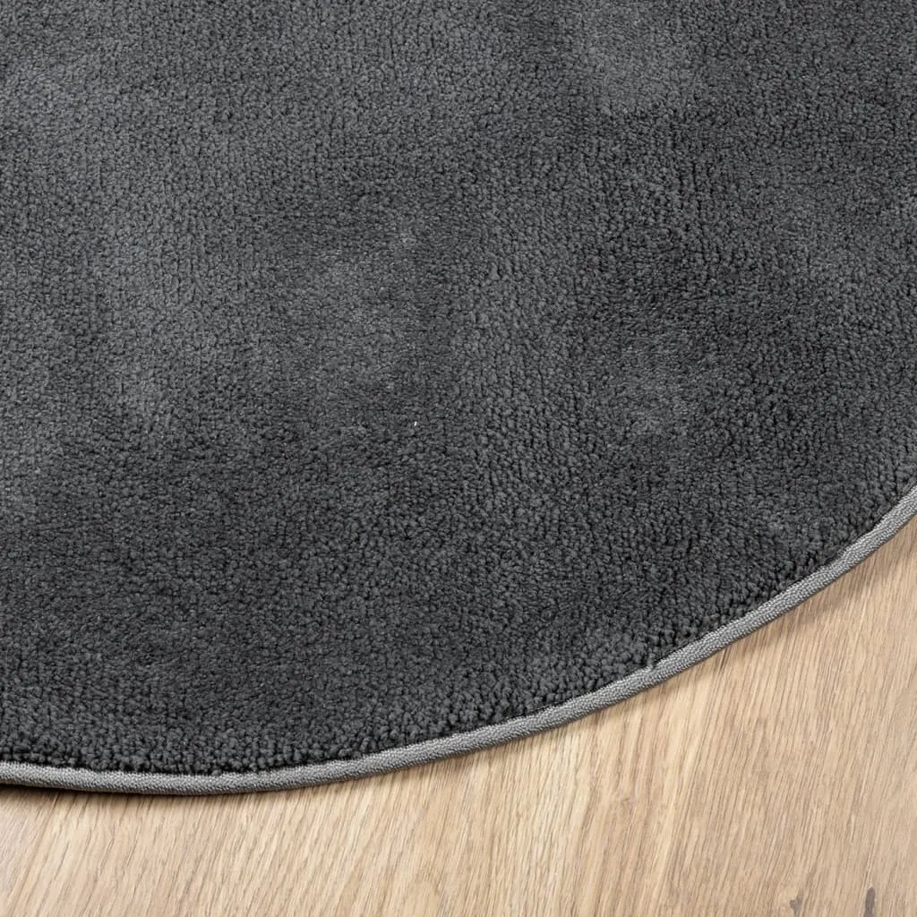 vidaXL OVIEDO Anthracite Short Pile Rug - 240 cm Diameter, Ultra Soft & Durable - Ideal for Living Room, Bedroom, Office