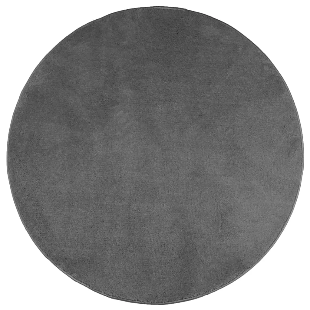 vidaXL OVIEDO Anthracite Short Pile Rug - 240 cm Diameter, Ultra Soft & Durable - Ideal for Living Room, Bedroom, Office