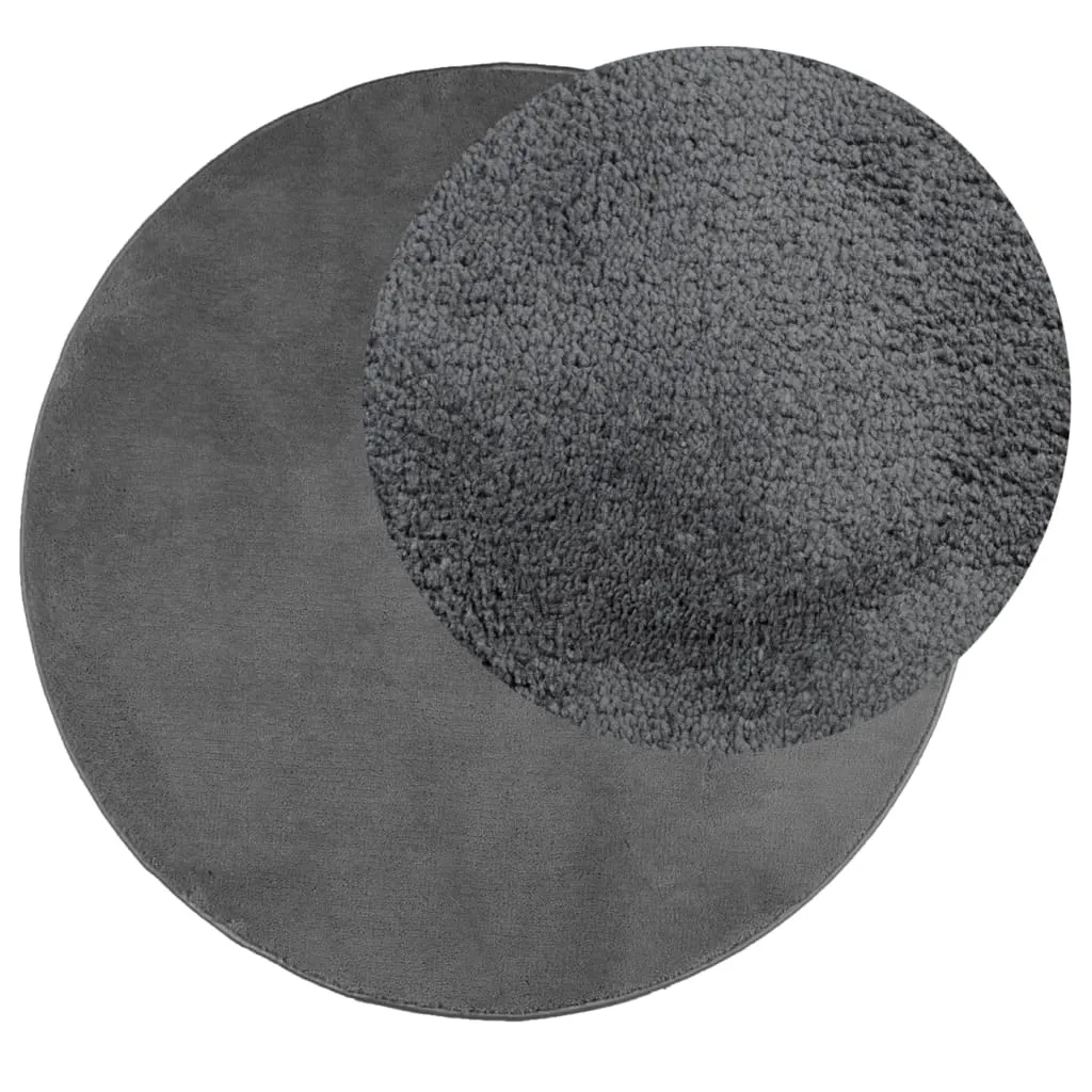 vidaXL OVIEDO Anthracite Short Pile Rug - 240 cm Diameter, Ultra Soft & Durable - Ideal for Living Room, Bedroom, Office