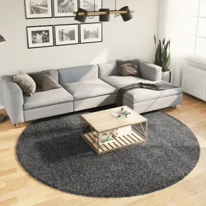 vidaXL OVIEDO Anthracite Short Pile Rug - 240 cm Diameter, Ultra Soft & Durable - Ideal for Living Room, Bedroom, Office